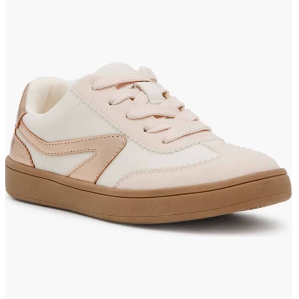 DV Dolce Vita Big Girls Size 1 Vibrant Ecru Blush Pink Rose Gold Sneakers Zip Up